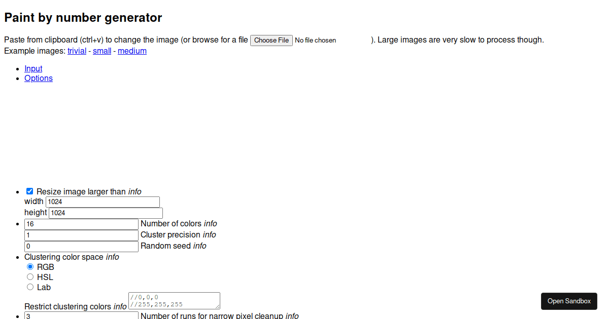 paintbynumbersgenerator Codesandbox