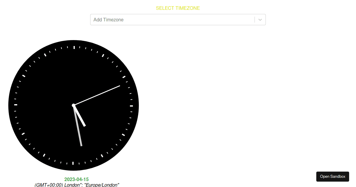 reactanalogclock examples CodeSandbox