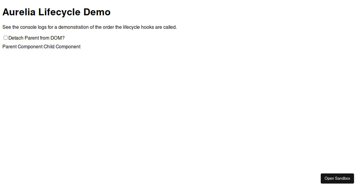 aureliatesting examples CodeSandbox