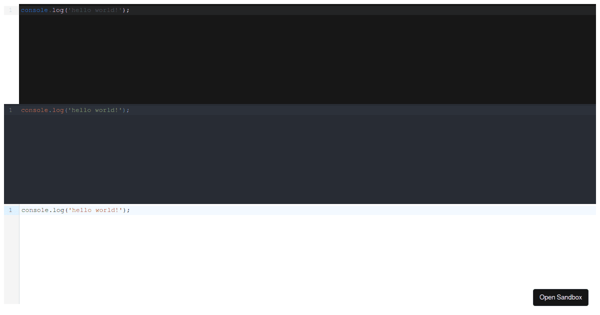 uiw/codemirrorthemes examples CodeSandbox