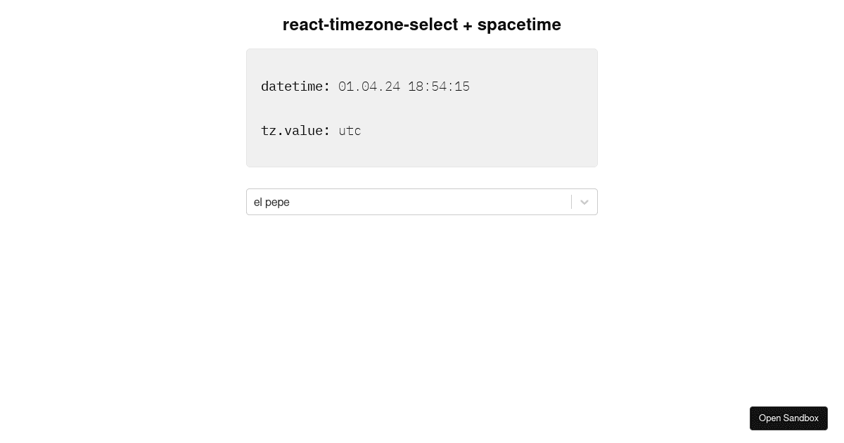 reacttimezoneselect usage (forked) Codesandbox