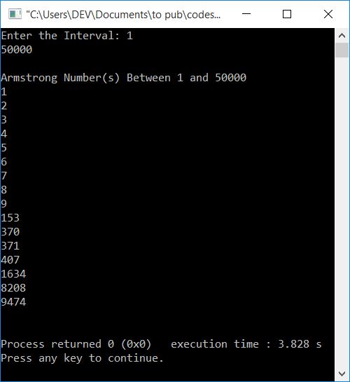 C++ Program to Generate Armstrong Numbers
