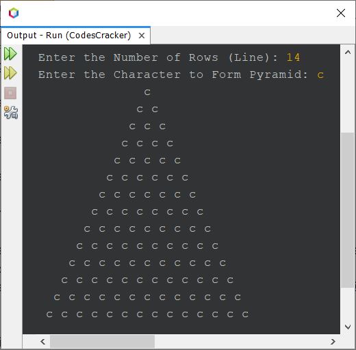 Java Program to Print Pyramid Pattern of Alphabet