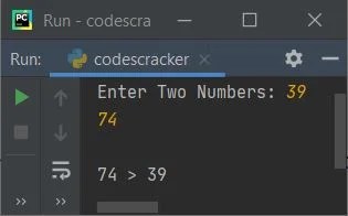 Python Program to Find Largest of Two Numbers