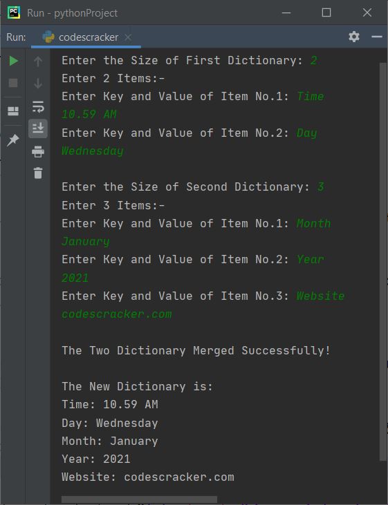 Python Program to Merge Two Dictionaries