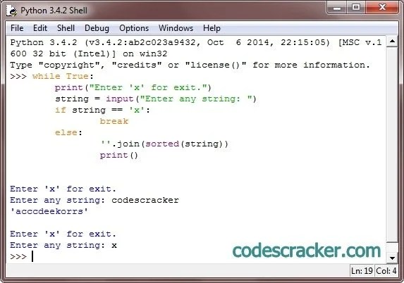 Python Program to Sort String in Alphabetical Order