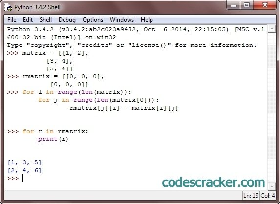 Python Program to Find Transpose of Matrix