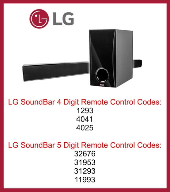 LG Soundbar Remote Control Codes Codes For Universal Remotes
