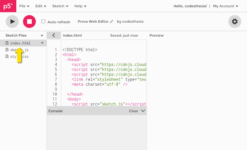 P5.js Web Editor gestione dei file P5.js Graphics