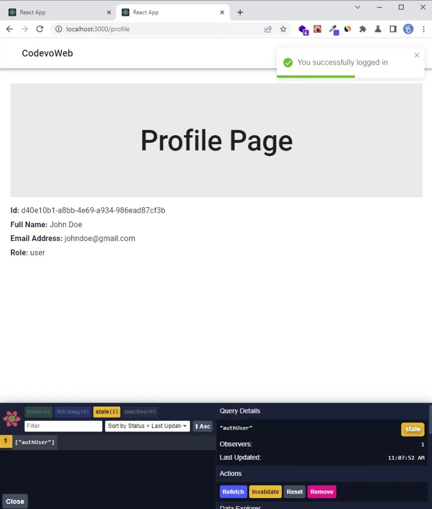 React Query, and Axios Interceptors JWT Authentication 2024