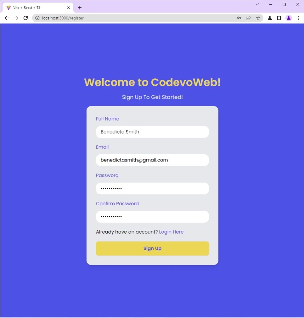 React.js and Axios User Registration and Email Verification 2024