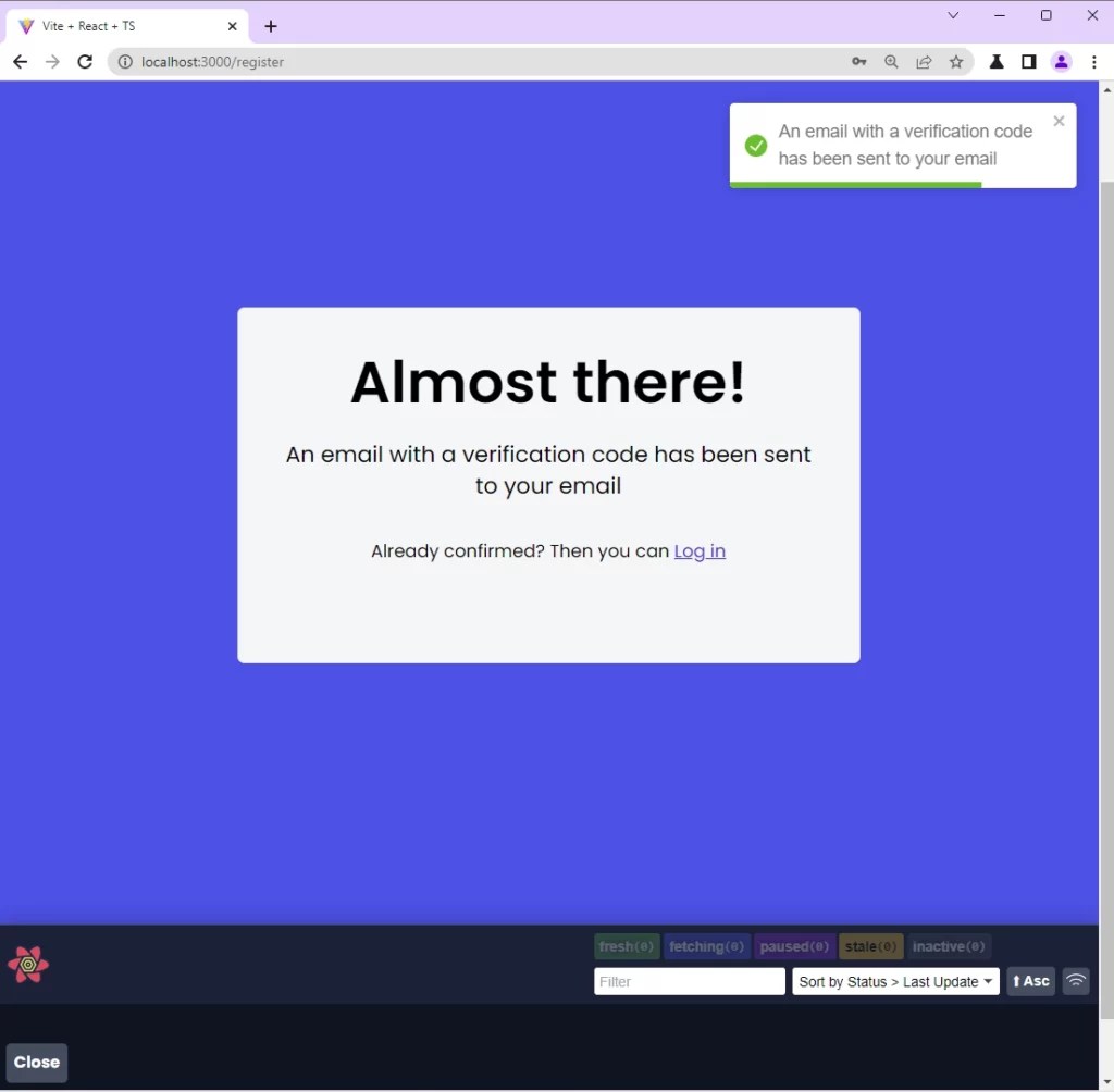 React Query and Axios User Registration and Email Verification 2024