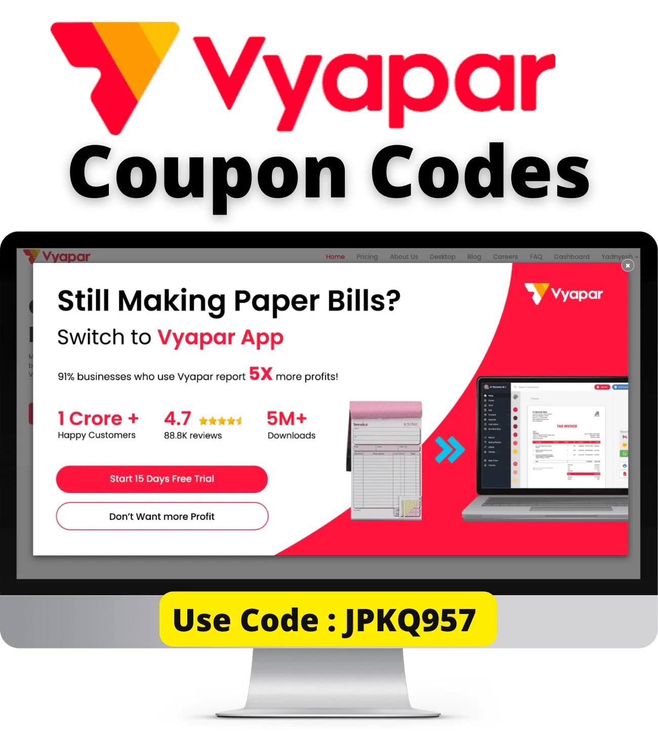 Get a MAXIMUM discount on Vyapar App Subscription using coupon code