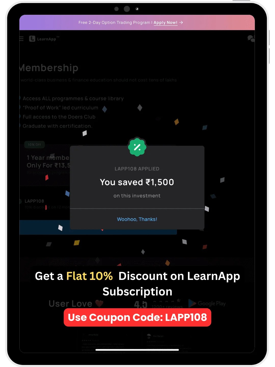 GET 30 OFF Discount LearnApp Coupon Code 1 Month Free CodeWithCurious