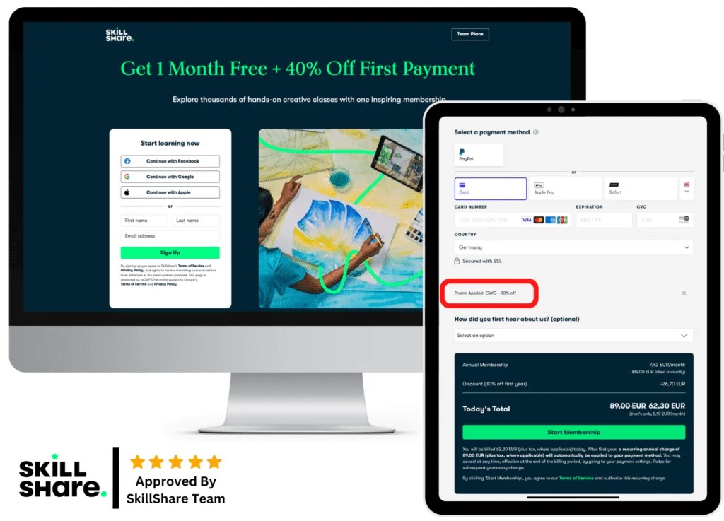 SkillShare Coupon Codes 50 OFF [1 Month FREE]