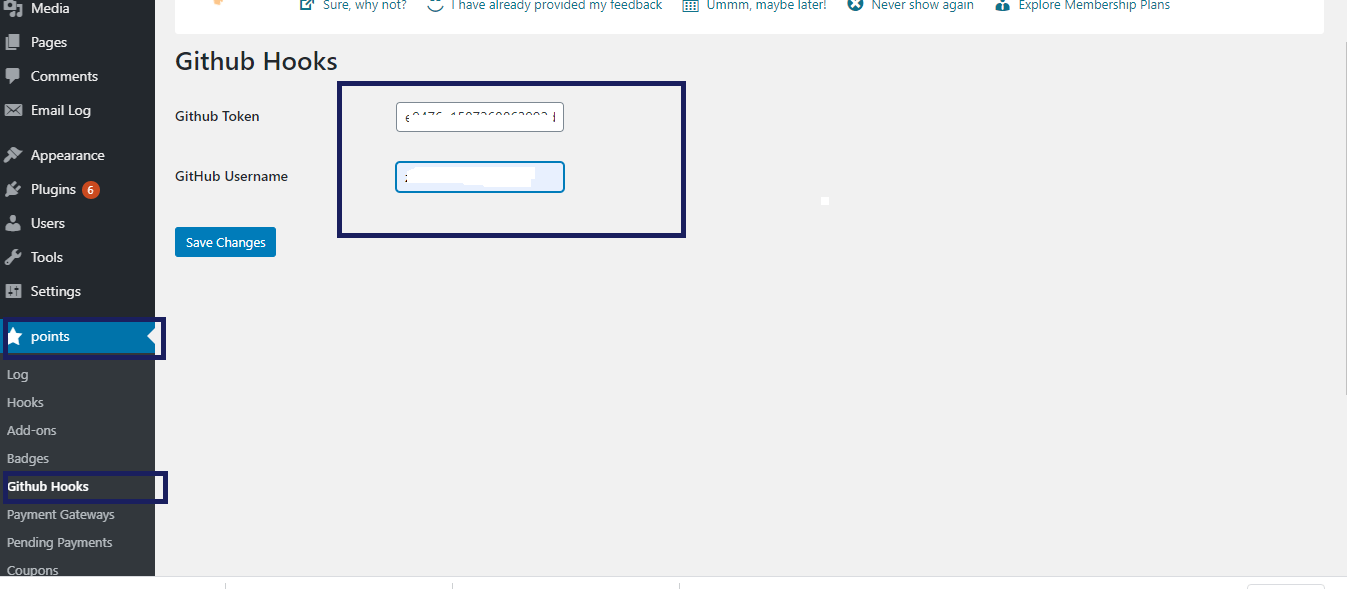 GitHub Hooks Tab Setting myCred Documentation myCred Codex