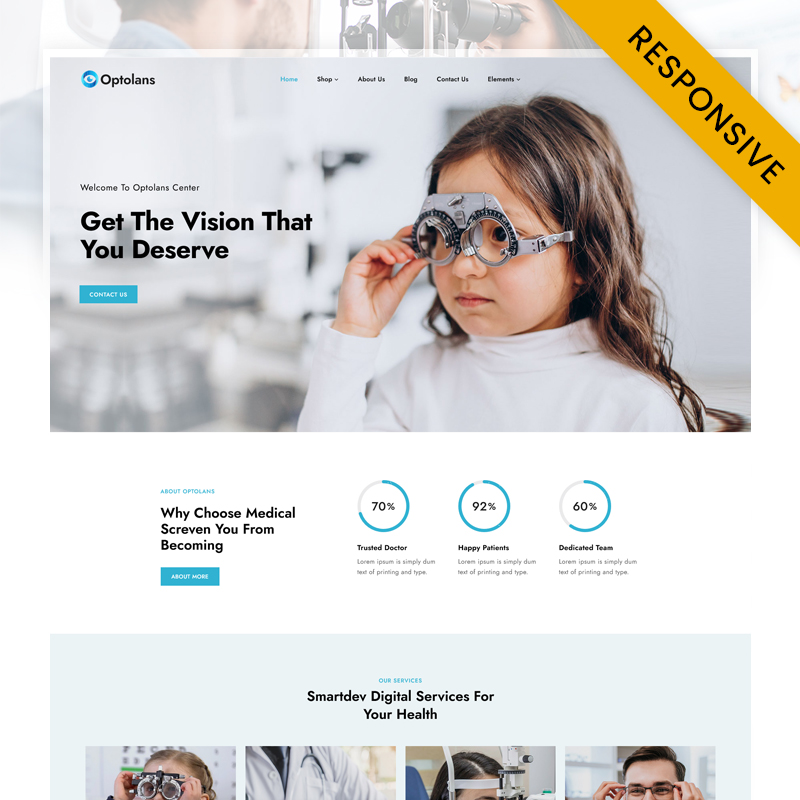 Optolans Optical and Eye Care Clinic Elementor WordPress Theme Codezeel