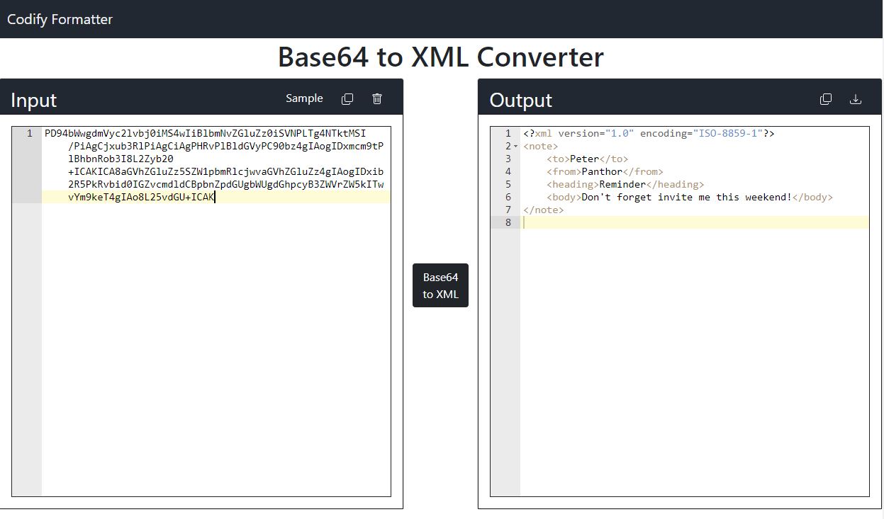 Base64 to XML Converter to Convert Base64 Encoded data