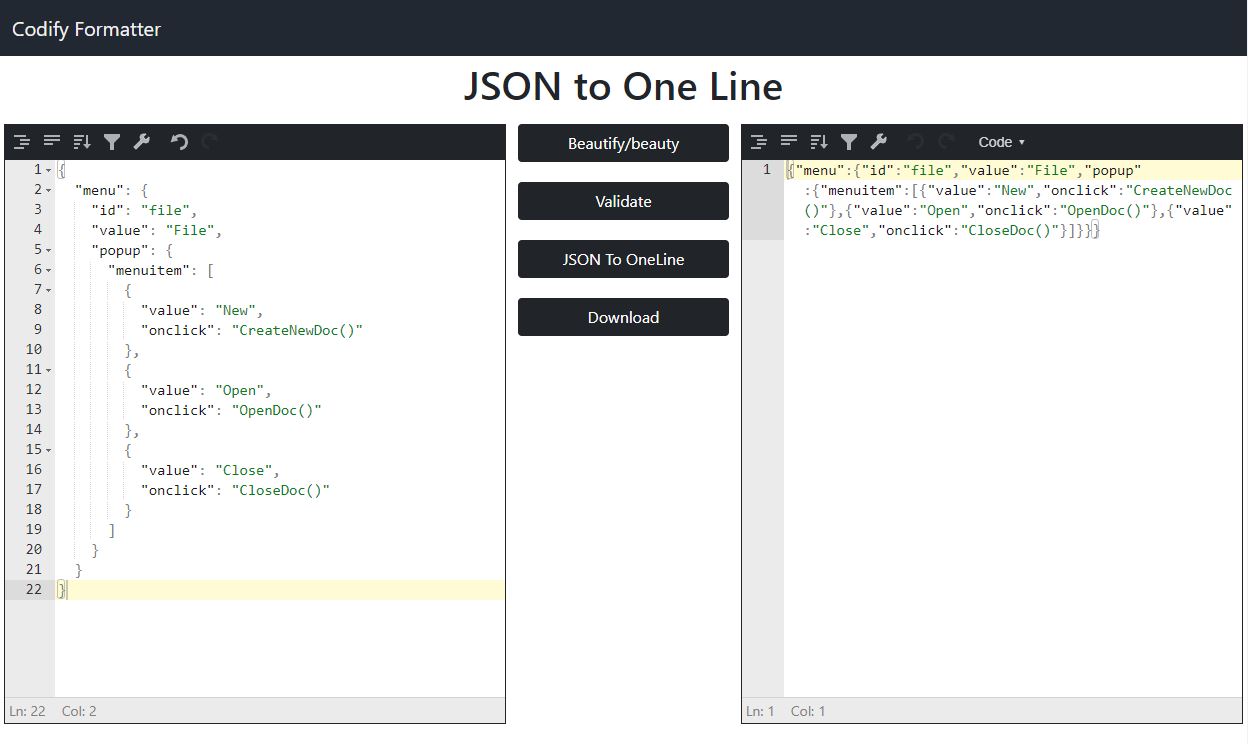 JSON to One Line to Convert JSON to One Line