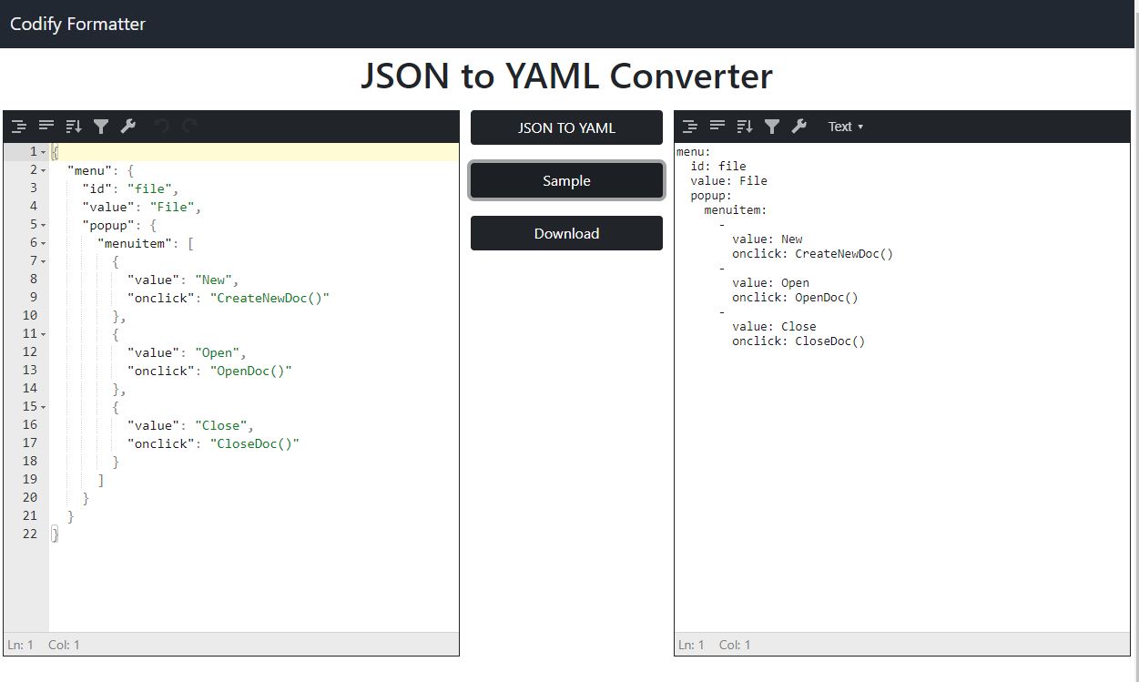 JSON to YAML Converter Online Tools to convert JSON to YAML Online
