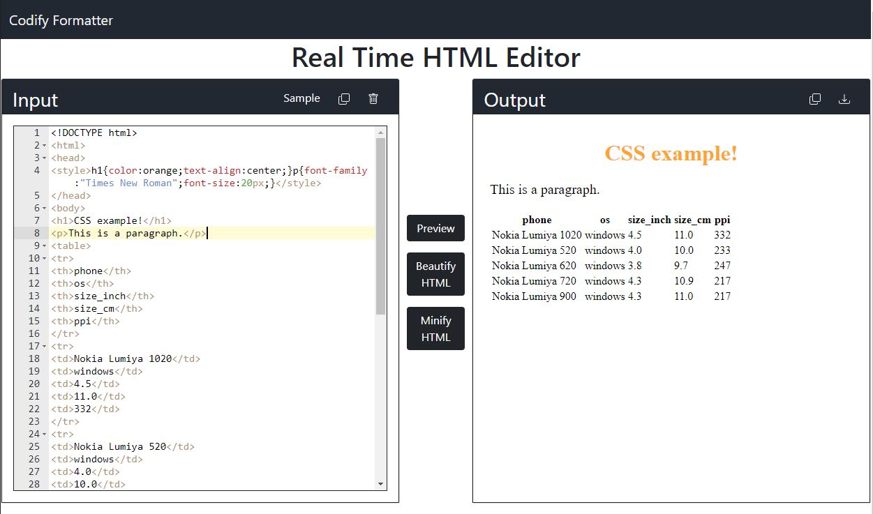 Real Time HTML Editor