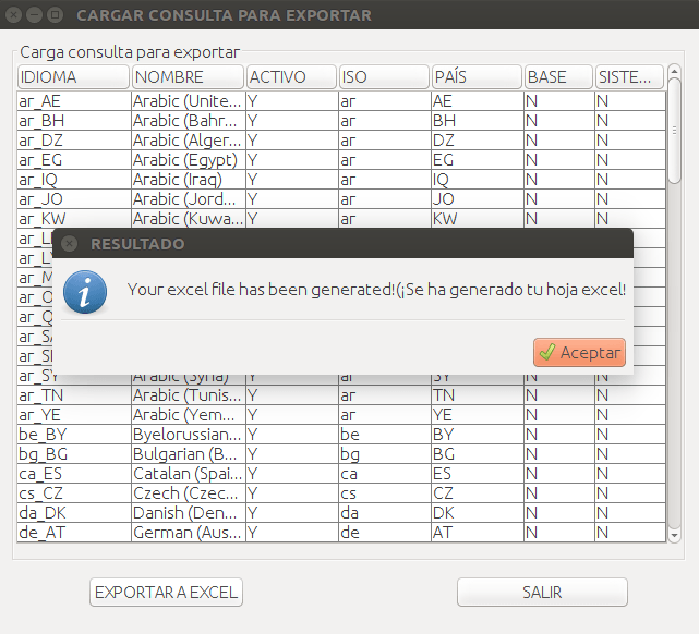 JFrame JTable Database To Excel Mensaje de confirmación de