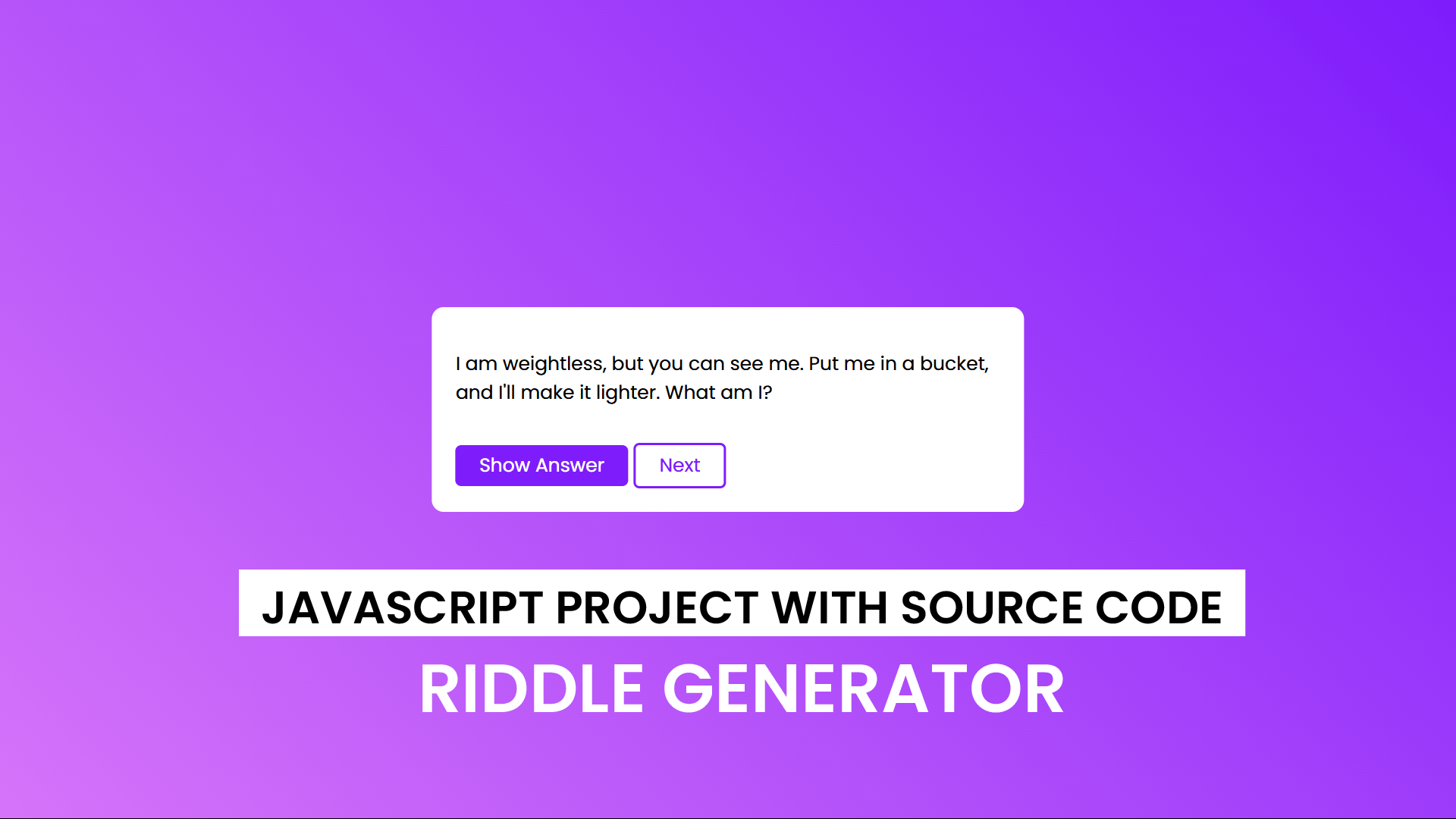 Build a Random Riddle Generator with HTML, CSS, and JavaScript | Coding