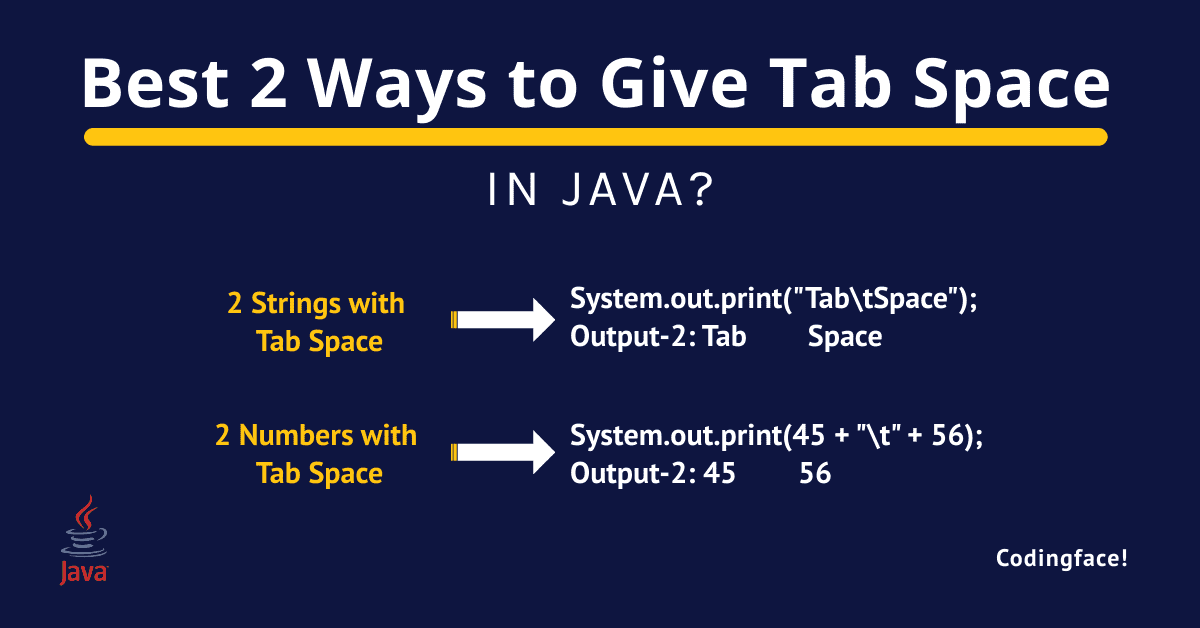 Best 2 Ways to Give Tab Space in Java Coder's Jungle