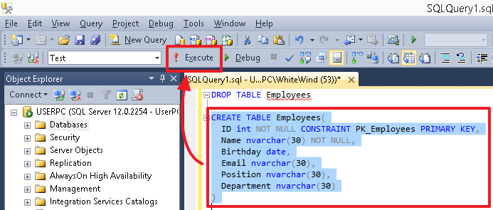 Tutorial on SQL (DDL, DML) on the example of MS SQL Server dialect