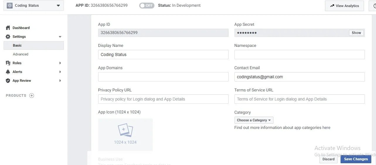 How to Create Facebook App for App Id and Secret Key