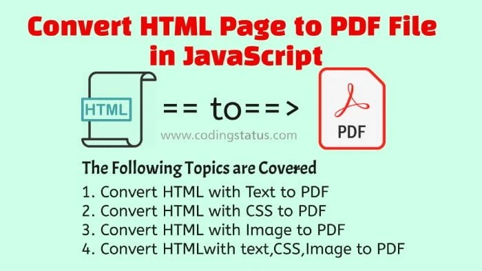 HTML to PDF in JavaScript Convert Web Page to PDF Using JavaScript