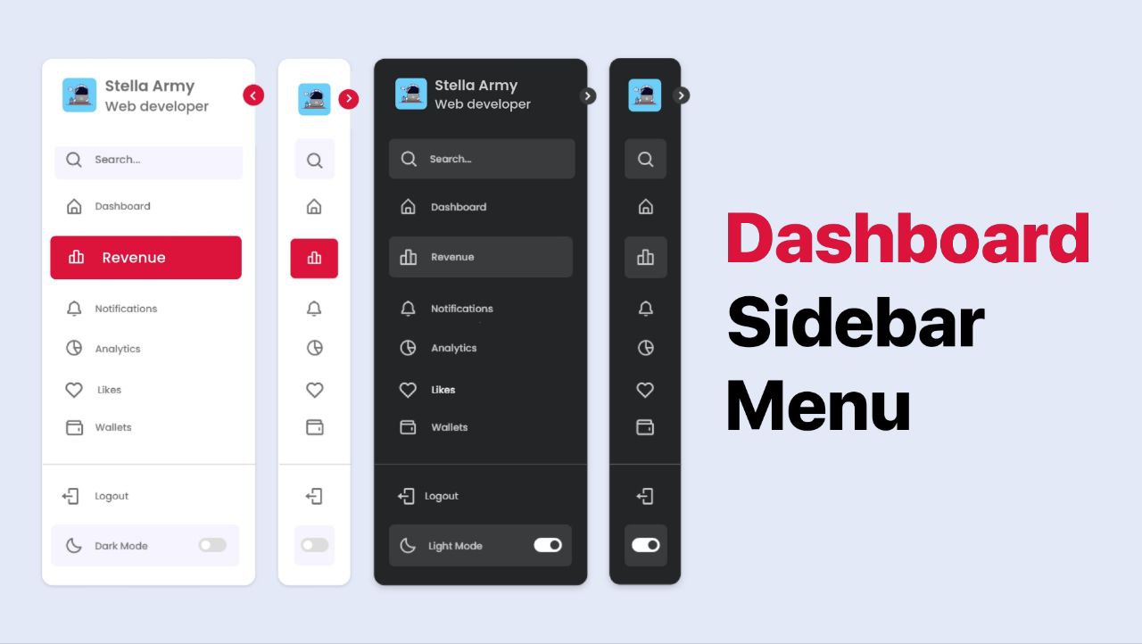 How to make Sidebar Menu using HTML CSS & JavaScript Coding Stella