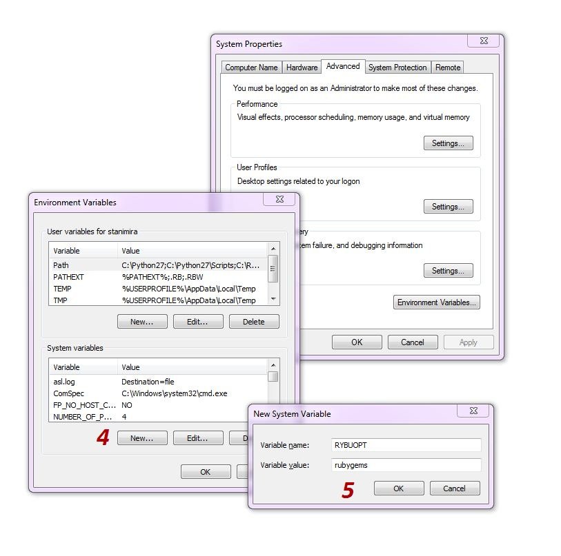 How to fix ruby is not recognized as an internal or external command