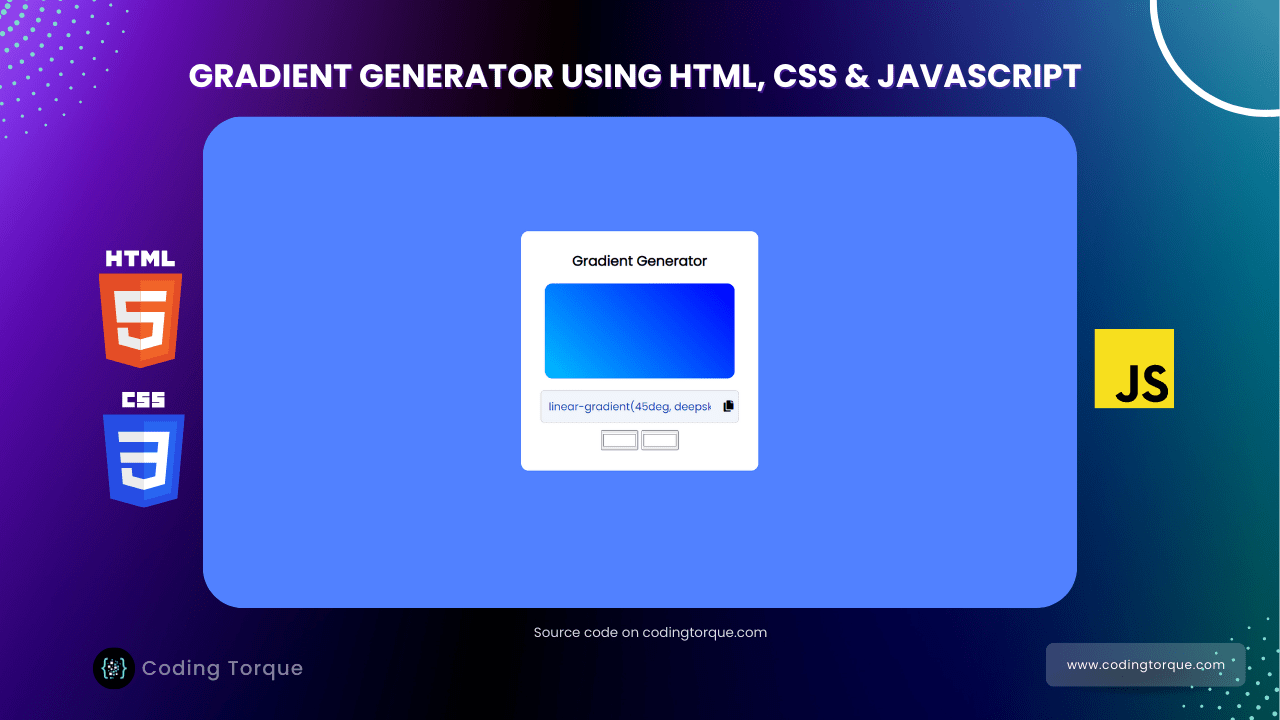 Gradient Color Generator using HTML, CSS and JavaScript Coding Torque