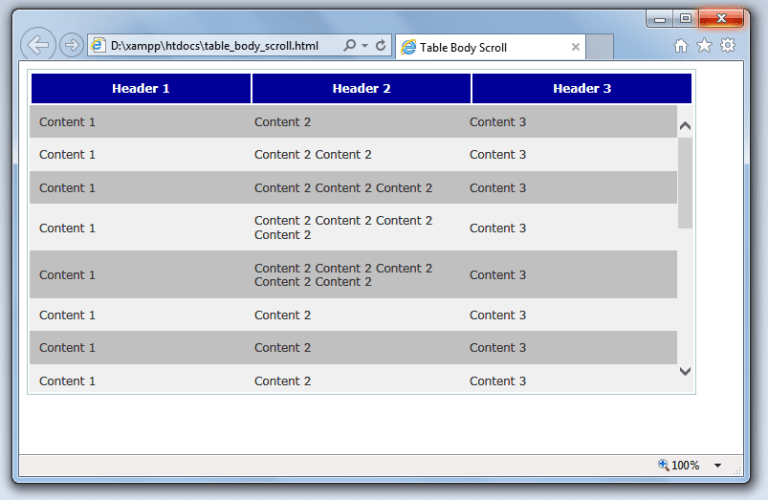 Membuat Tabel Body Scroll dengan CSS Coding site
