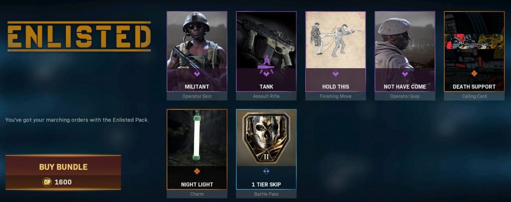 Enlisted Operators & Identity Item Store Bundle Call of Duty Modern Warfare Warzone