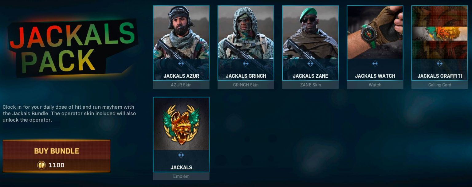 Jackals Pack Operators & Identity Item Store Bundle Call of Duty Modern Warfare Warzone