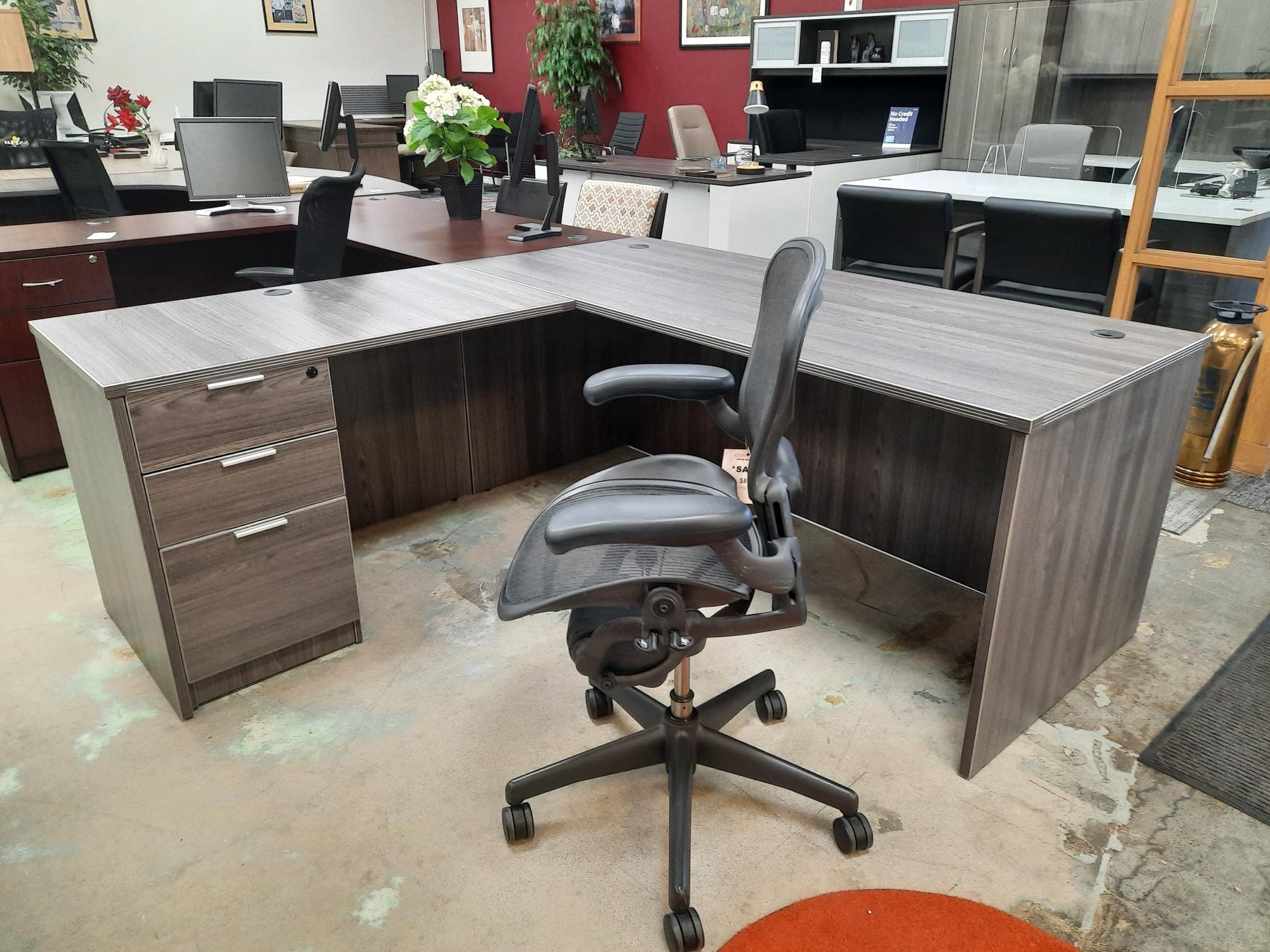 L Shape Desk (Gray) Continuum Office Env. Spokane Office Furniture