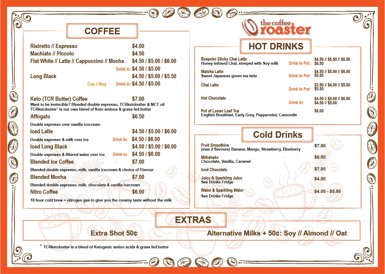 Sydney Cafe Menu With Prices (All Day Breakfast) The Coffee Roaster