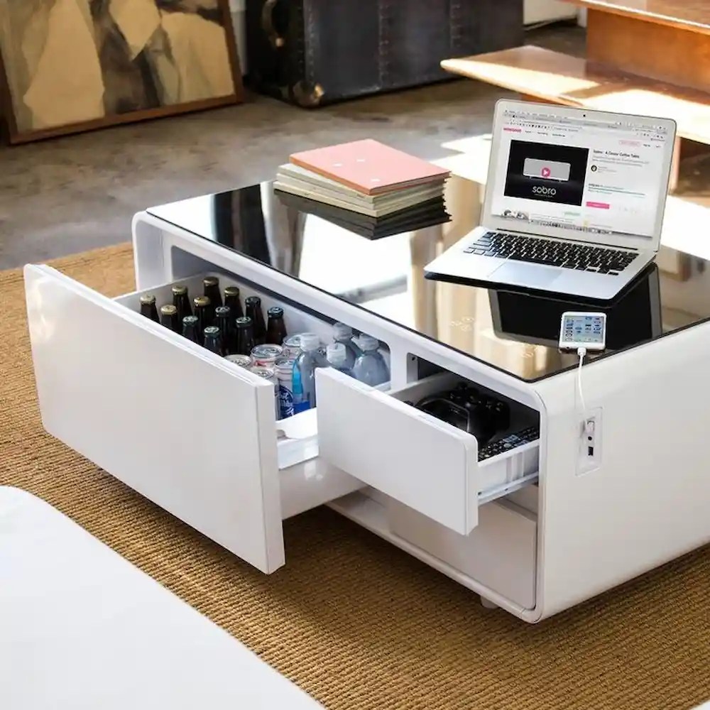 TikTok Coffee Table That Went Viral Has a Mini Fridge Coffee Levels