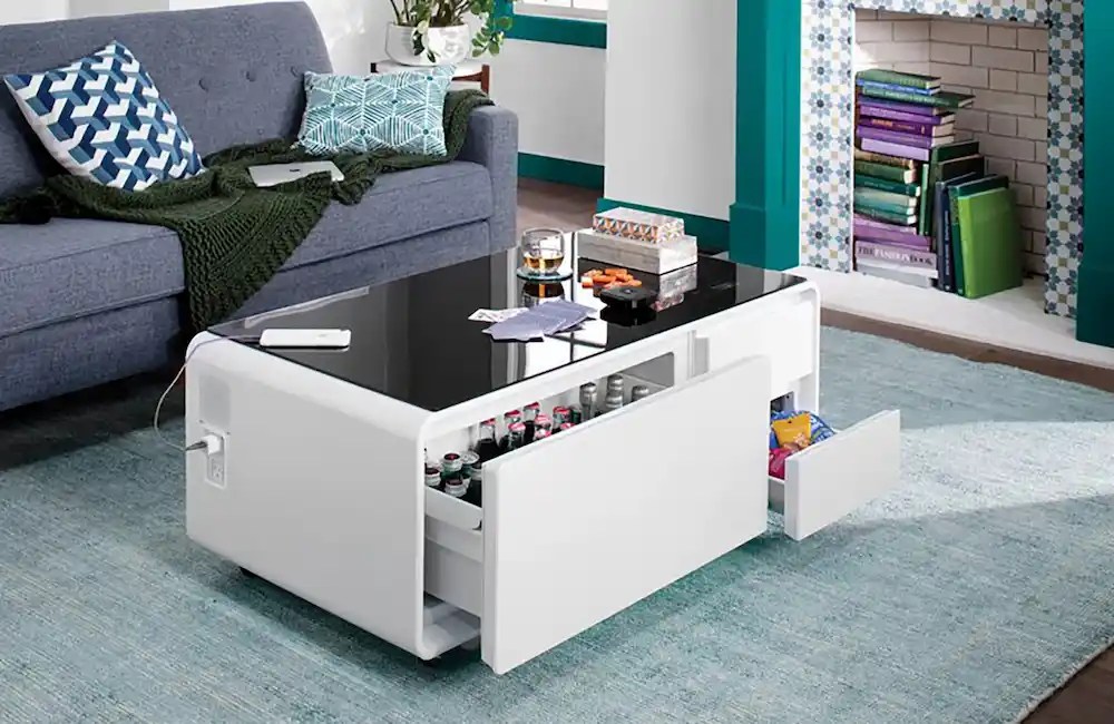 TikTok Coffee Table That Went Viral Has a Mini Fridge Coffee Levels