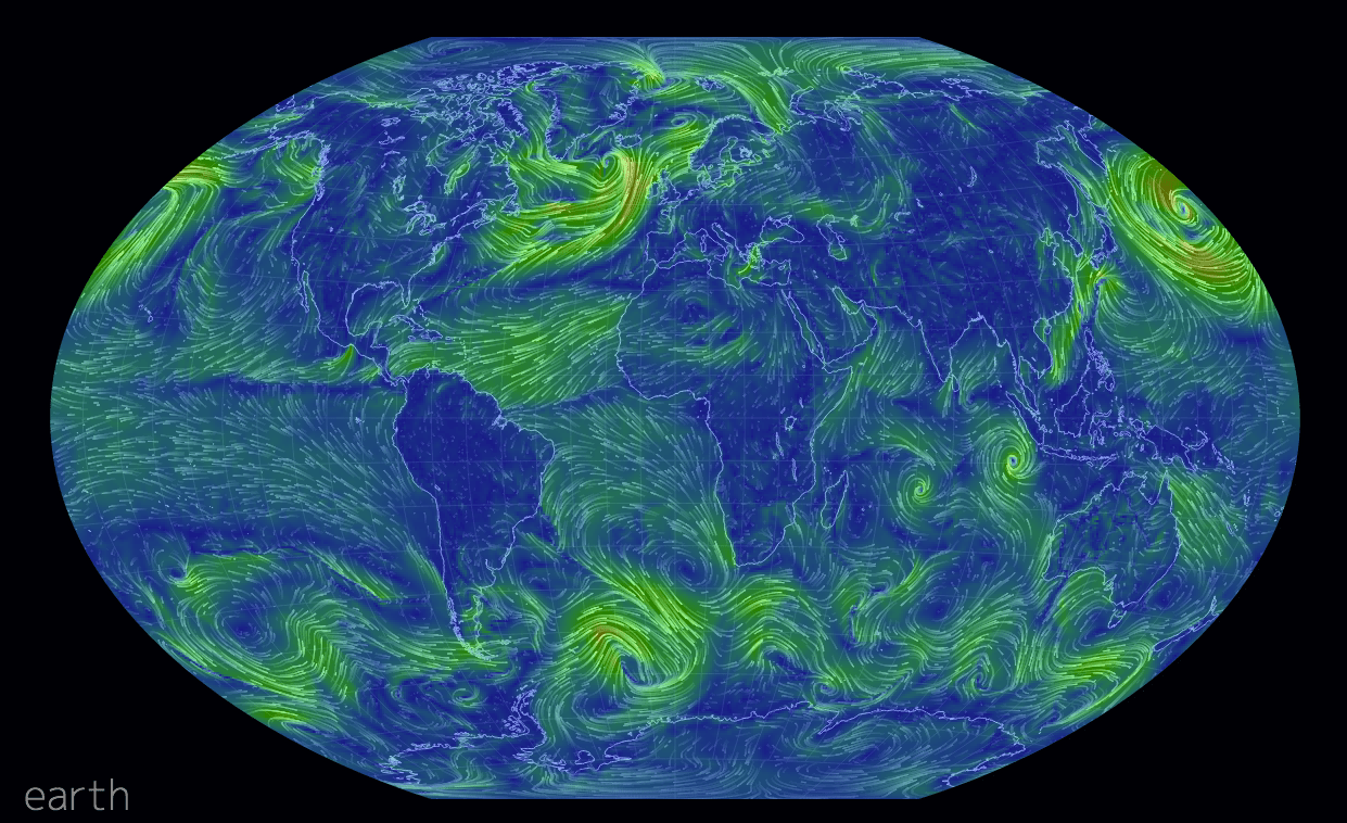 Blowing Wind Map Graphic Winds Across the World Coffee Spoons