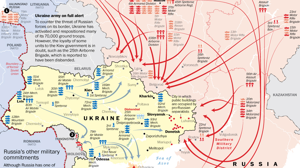 Map: Russian troop positions along Ukraine border