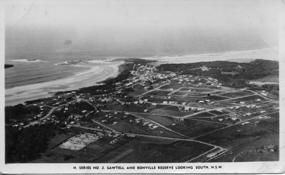 Aerial view of Sawtell and Bonville Reserve, looking south Coffs