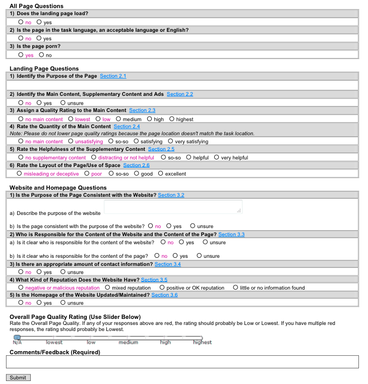 Google Rating & Webspam Guidelines 2012 Edition