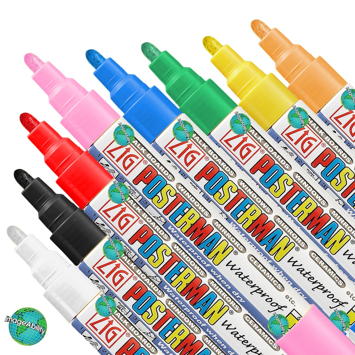 Zig Posterman Waterproof Bullet 2mm Tip 8 Color Marker Kit