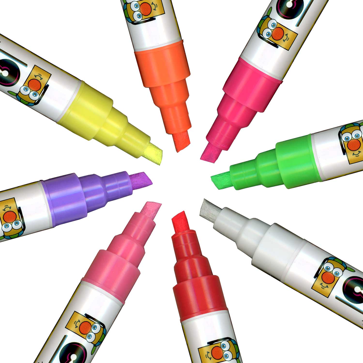 Cohas WetWipe 8 Basic Color Liquid Chalk Markers with Reversible Tips
