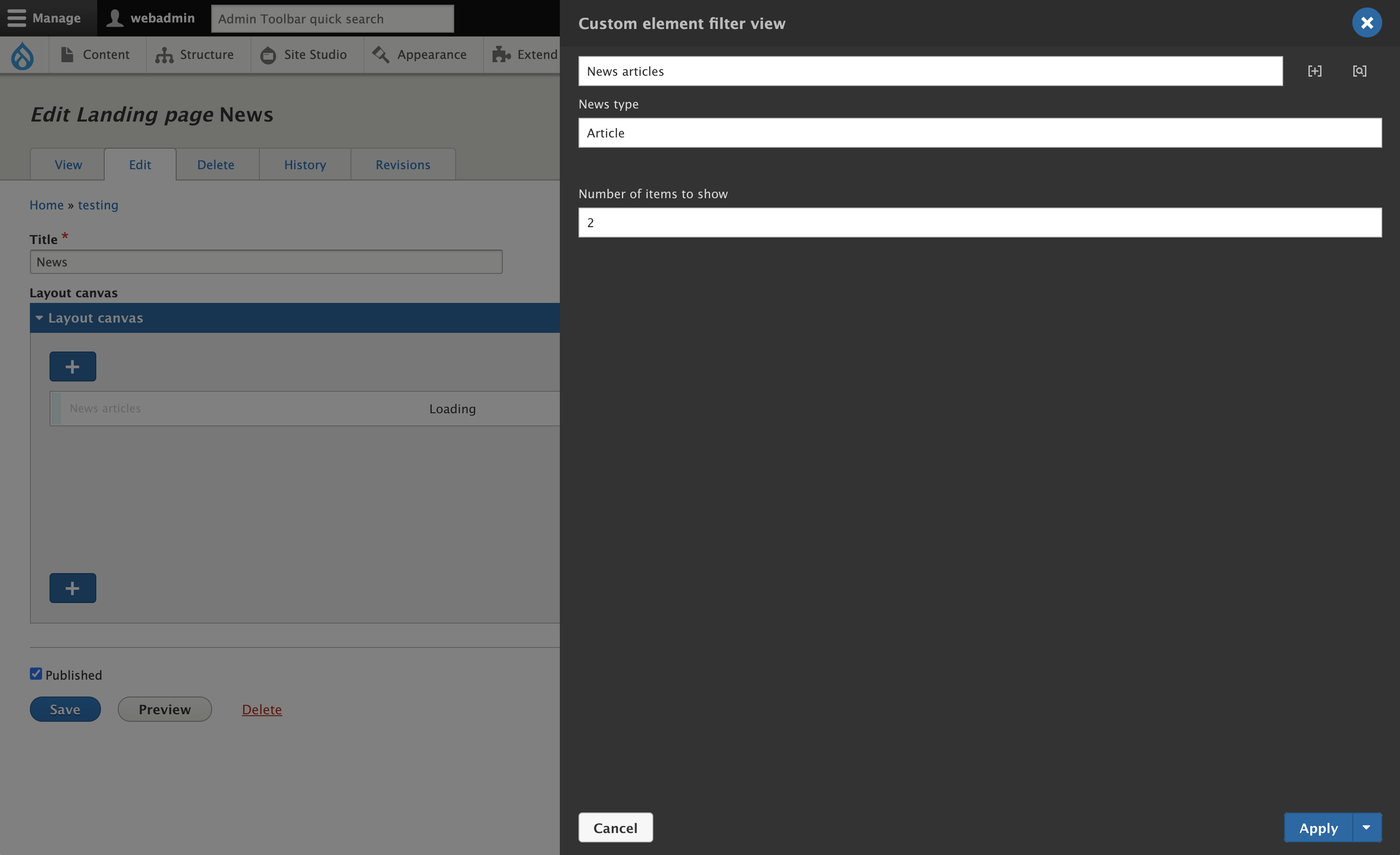 Creating a Drupal view component with configurable filters Acquia
