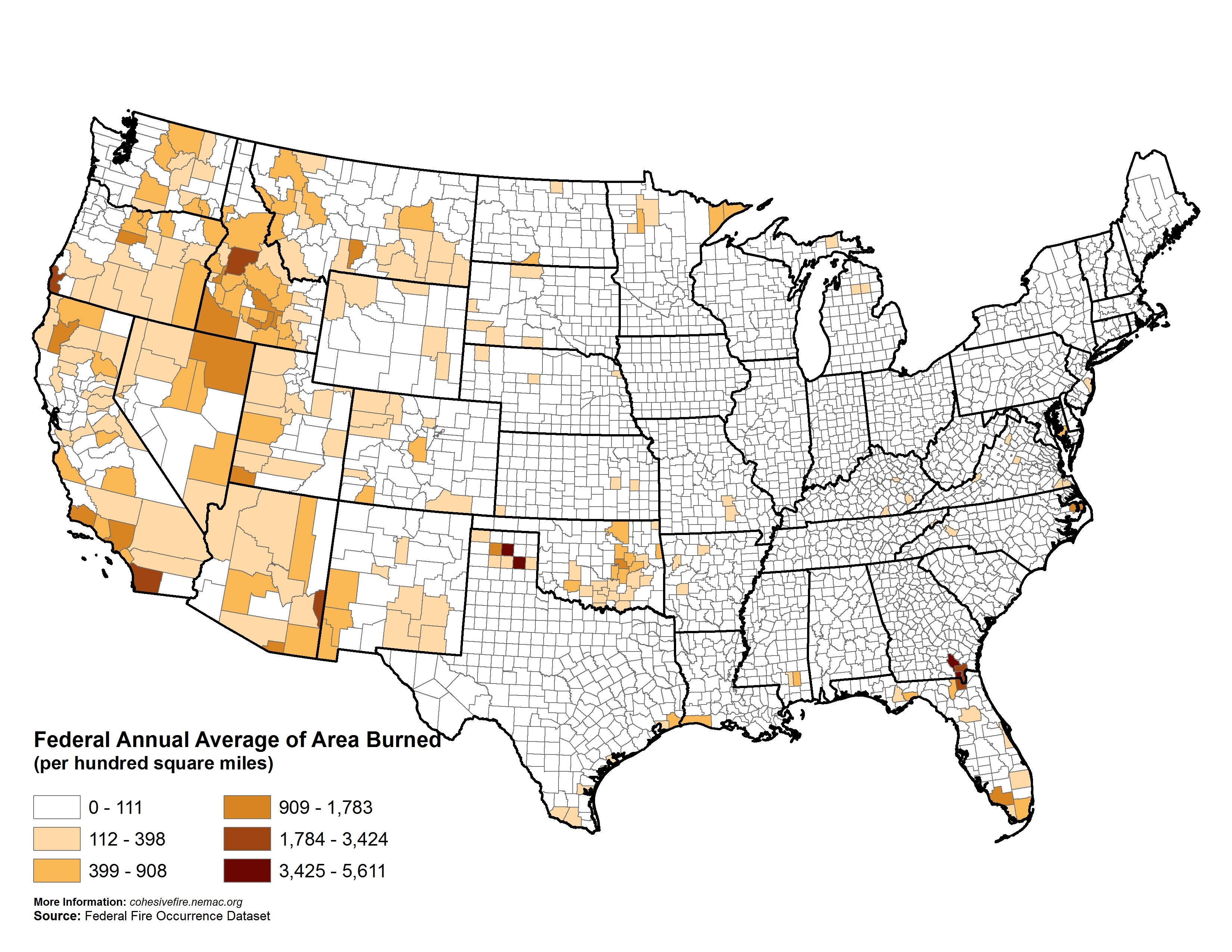 Areas Burned In Us Map Federal Annual Average of Area Burned The Science Analysis of The