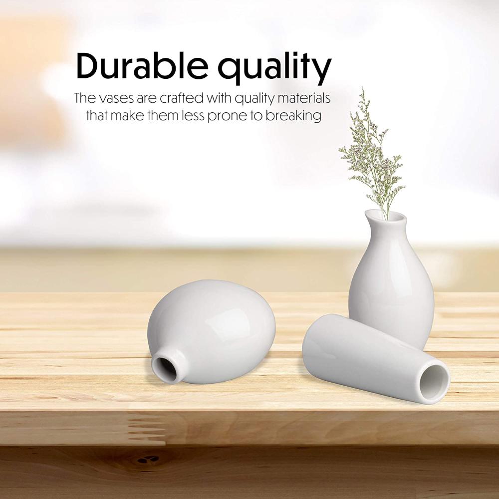 White Small Dining Table Ceramic Flower Vase Decor Dongsheng